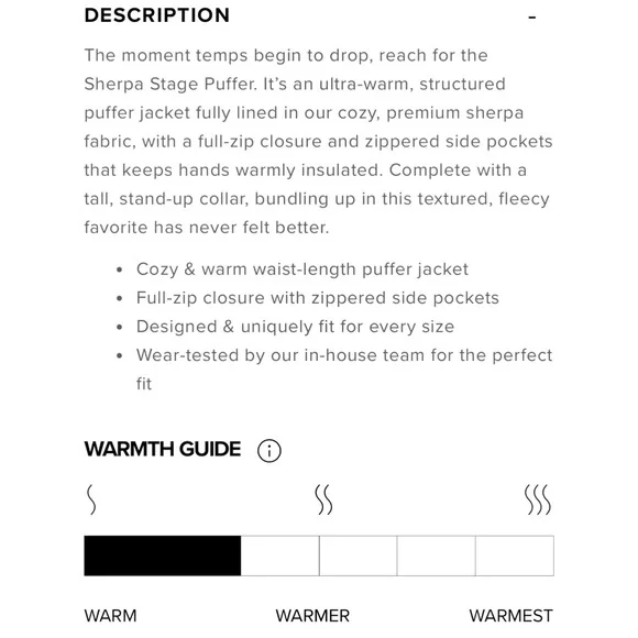 Men’s Alo Yoga Sherpa Stage Puffer - Picture 16 of 16